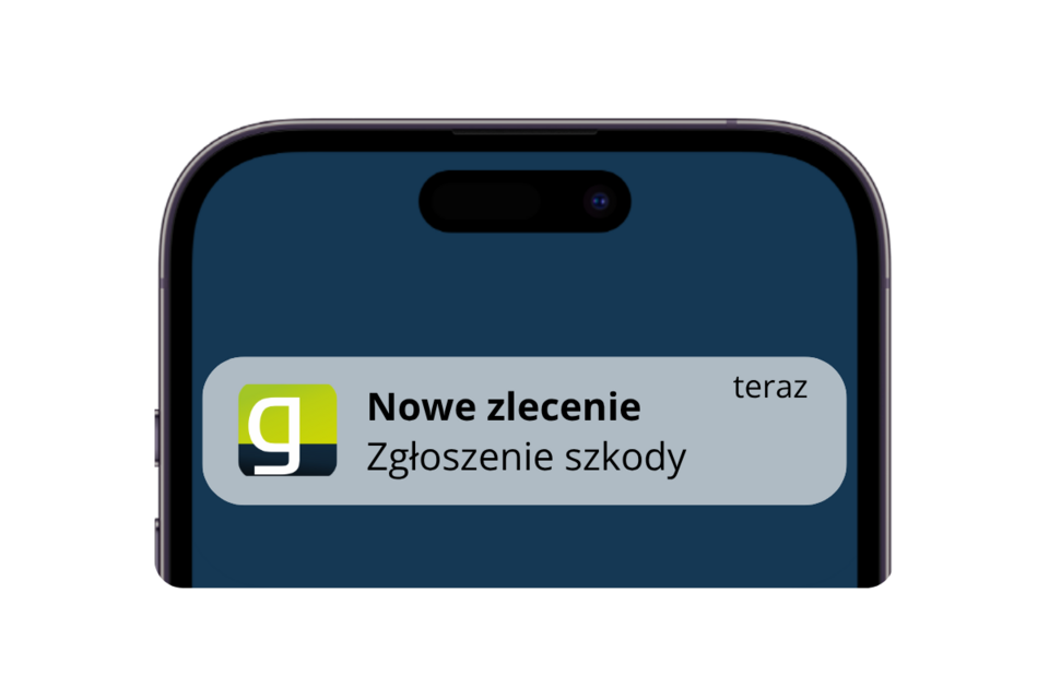 Wyskakujące powiadomienie o zgłoszeniu uszkodzenia na telefonie komórkowym