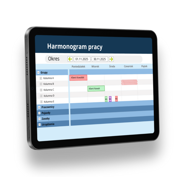 Digitaler Arbeits- und Einsatzplan mit Zeitachsen zur Ressourcen- und Mitarbeiterplanung