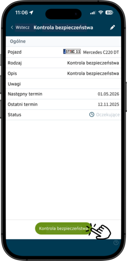 Widok kontroli bezpieczeństwa w aplikacji geoCapture