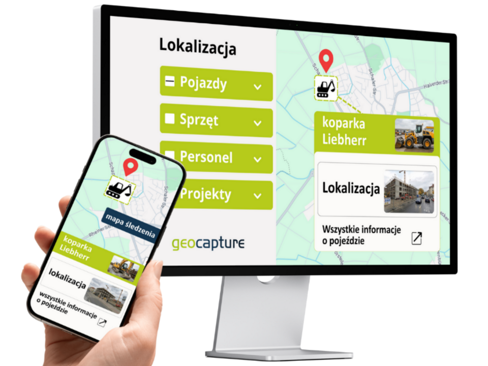 GPS-Ortung von Maschinen und Fahrzeugen mit Kartenansicht auf Smartphone und Desktop in der geocapture Software