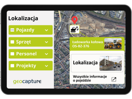 geoCapture Software zur Ortung von Fahrzeugen, Maschinen und Personal in Echtzeit auf der Karte