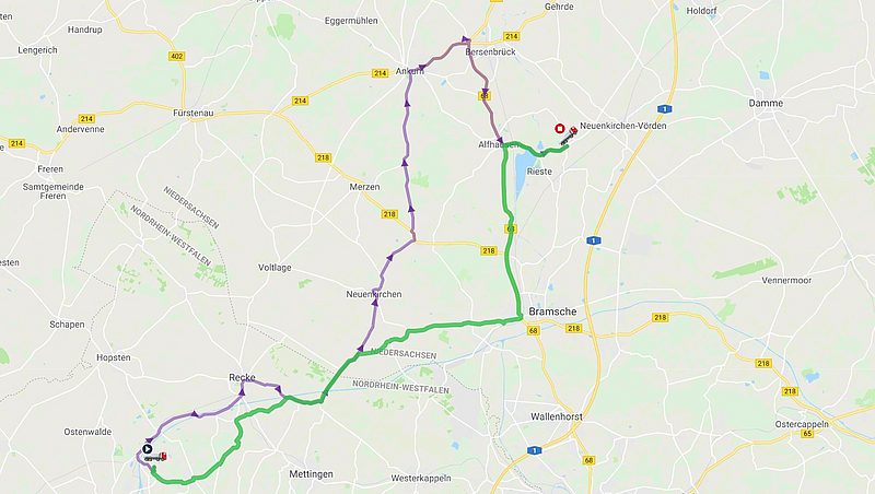 Screenshot Anzeige der Umwege im geoCapture Portal