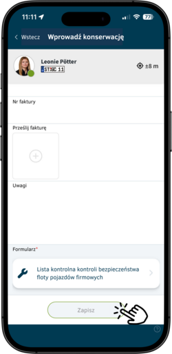 Widok kontroli bezpieczeństwa przeprowadzonej w aplikacji geoCapture